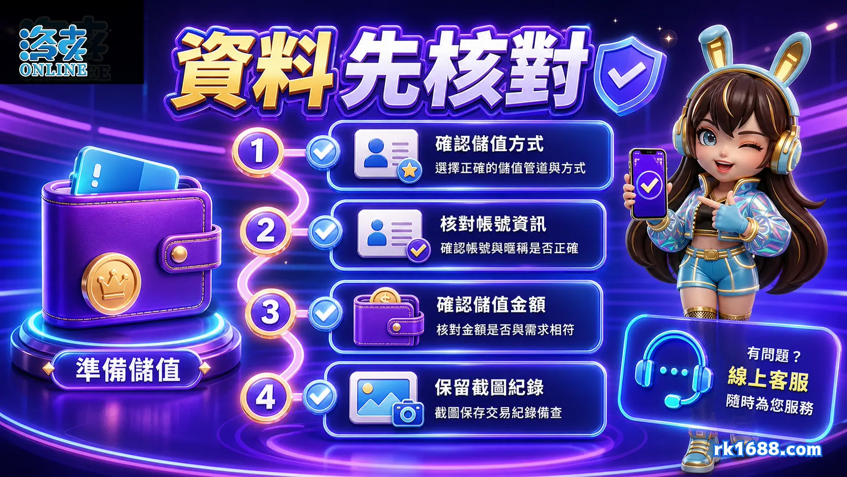 洛克娛樂城儲值前核對帳號資料付款資訊與活動條件