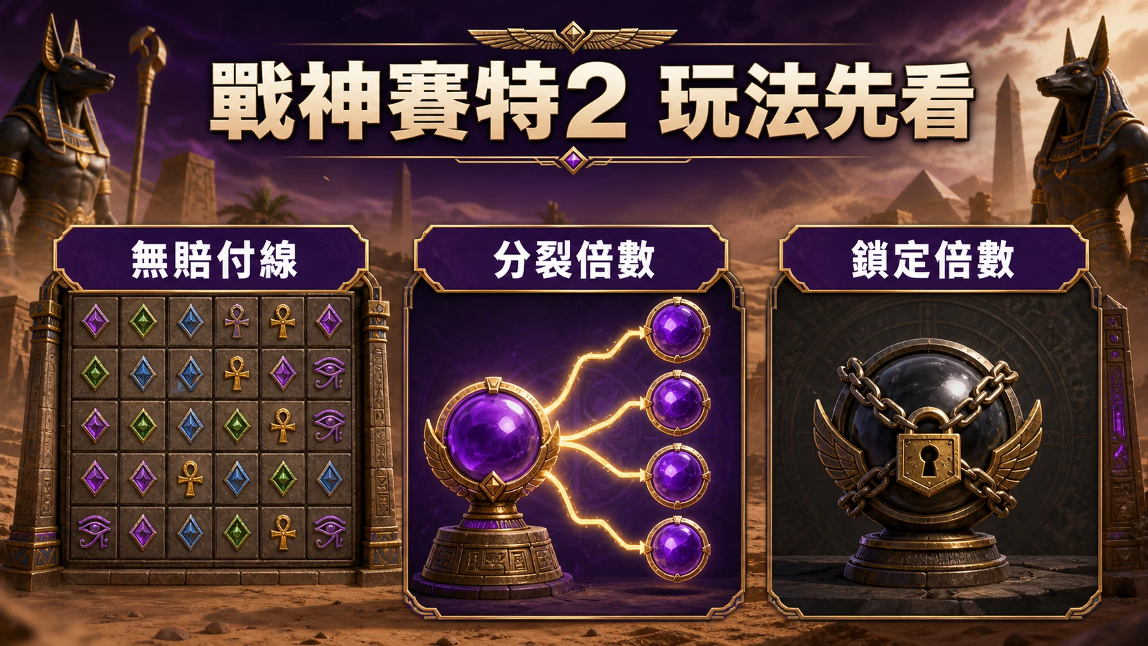 戰神賽特2無賠付線與6乘5盤面閱讀示意圖