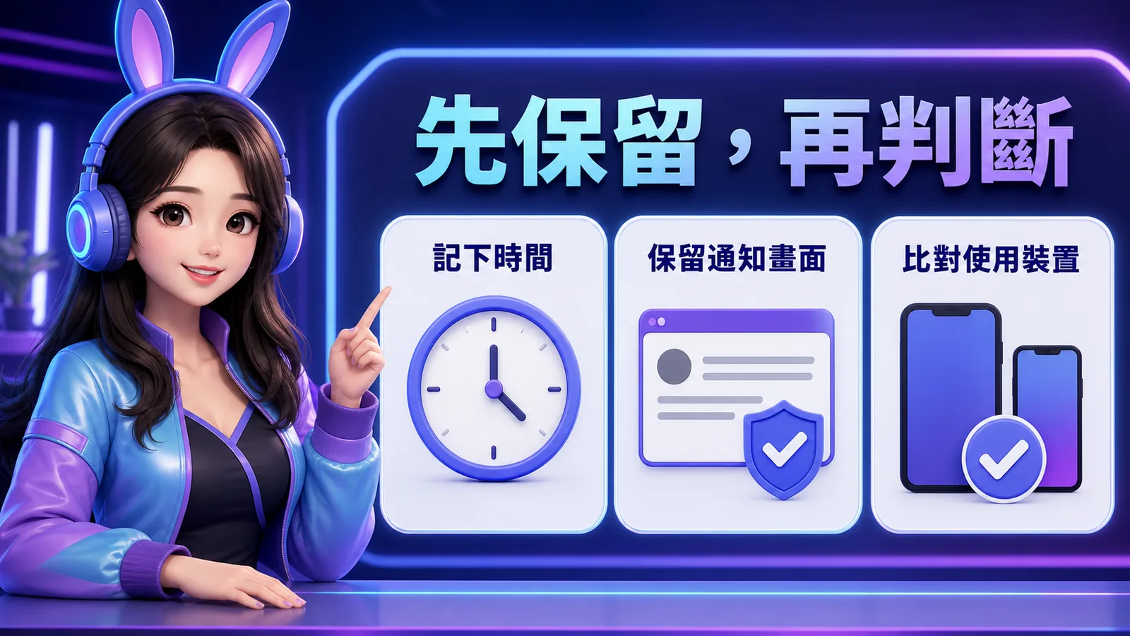 異常登入時先記下時間、保留通知畫面、比對使用裝置