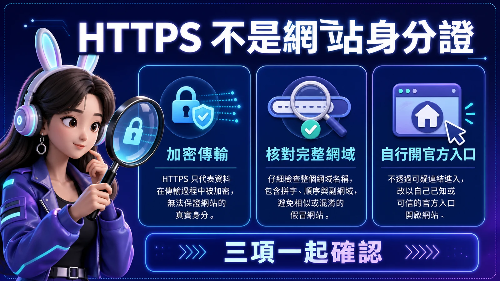 HTTPS 只代表加密傳輸,還要同時核對完整網域與官方入口