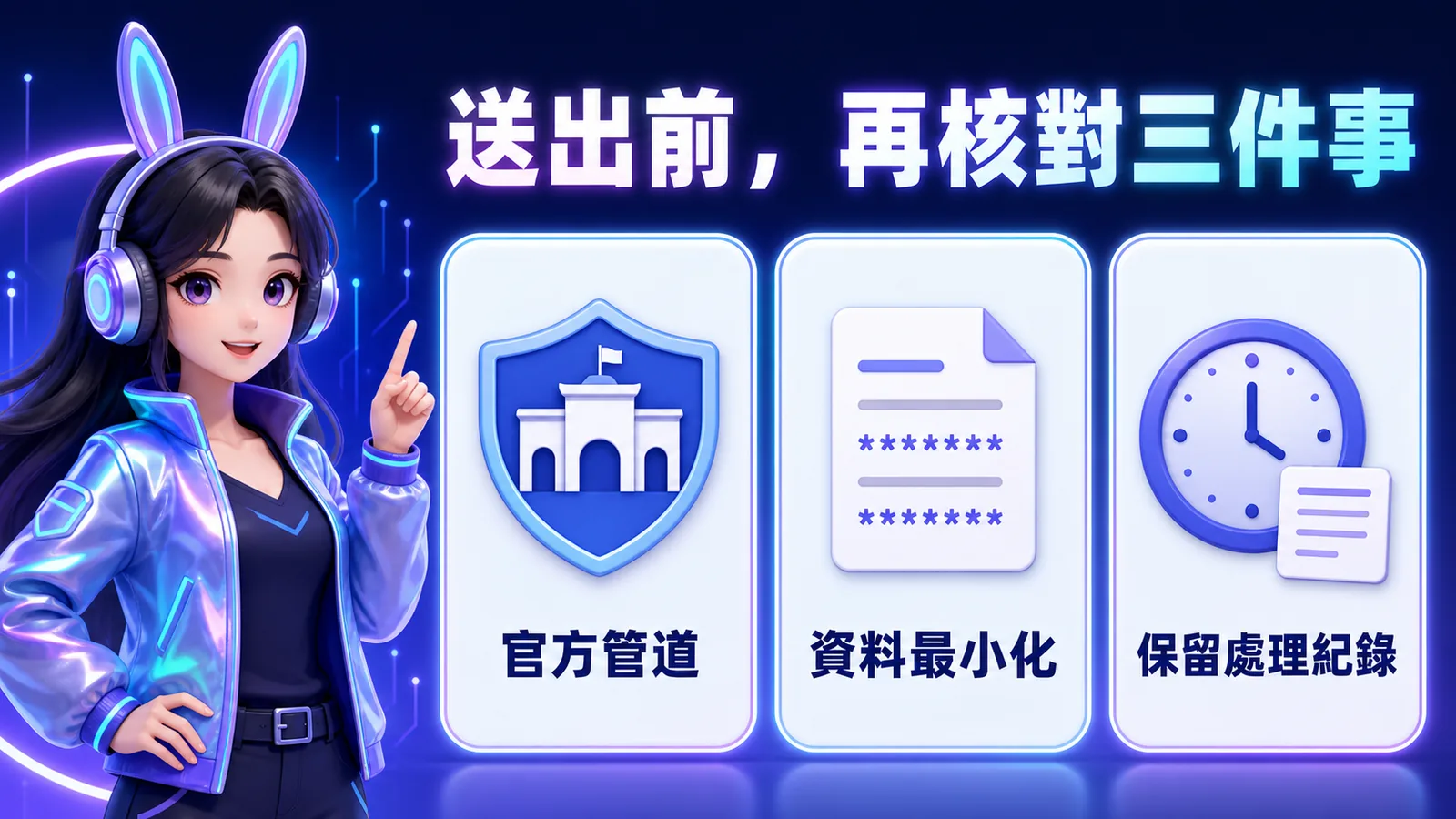 送出客服問題前再核對官方管道、資料最小化、保留處理紀錄
